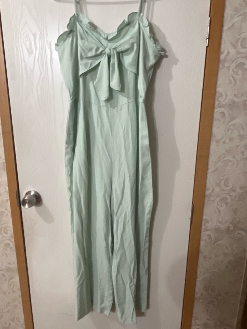 Blue Rain Mint Bow-Front Spaghetti Strap Jumpsuit